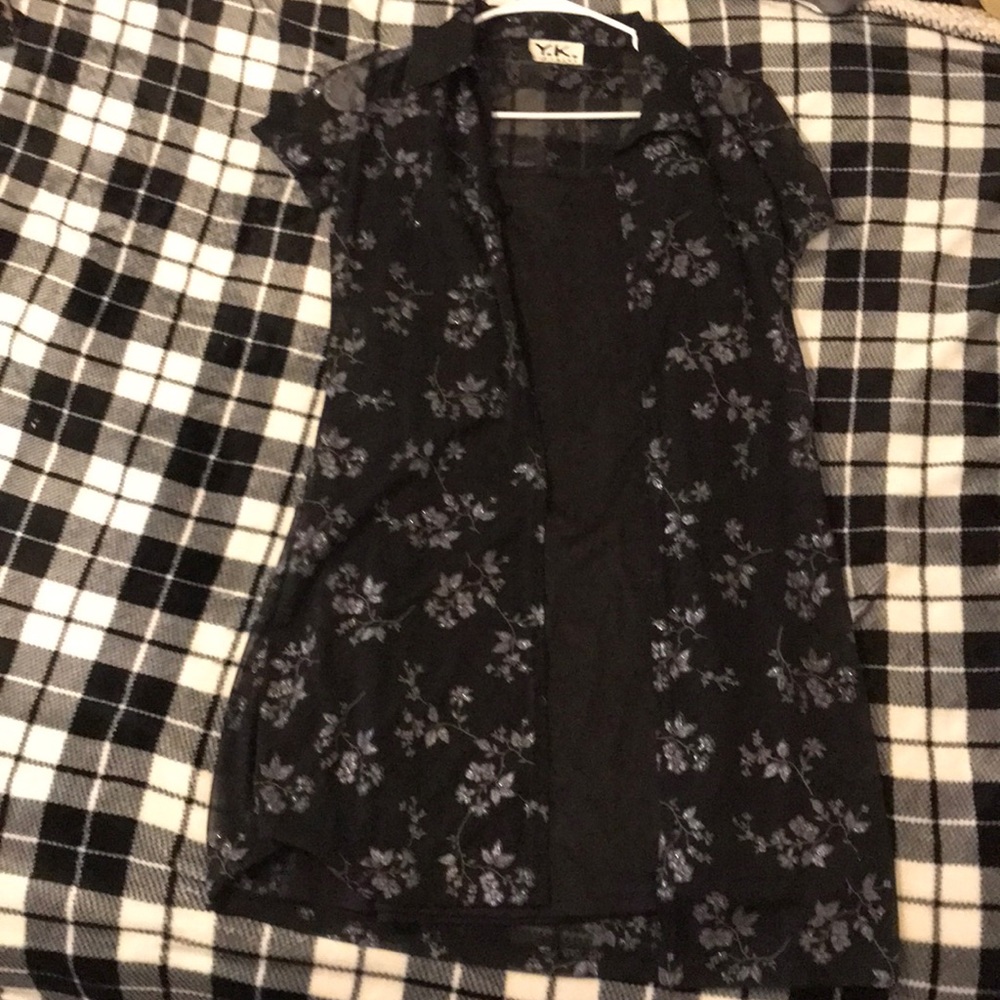 Black mini dress with cover up jacket
